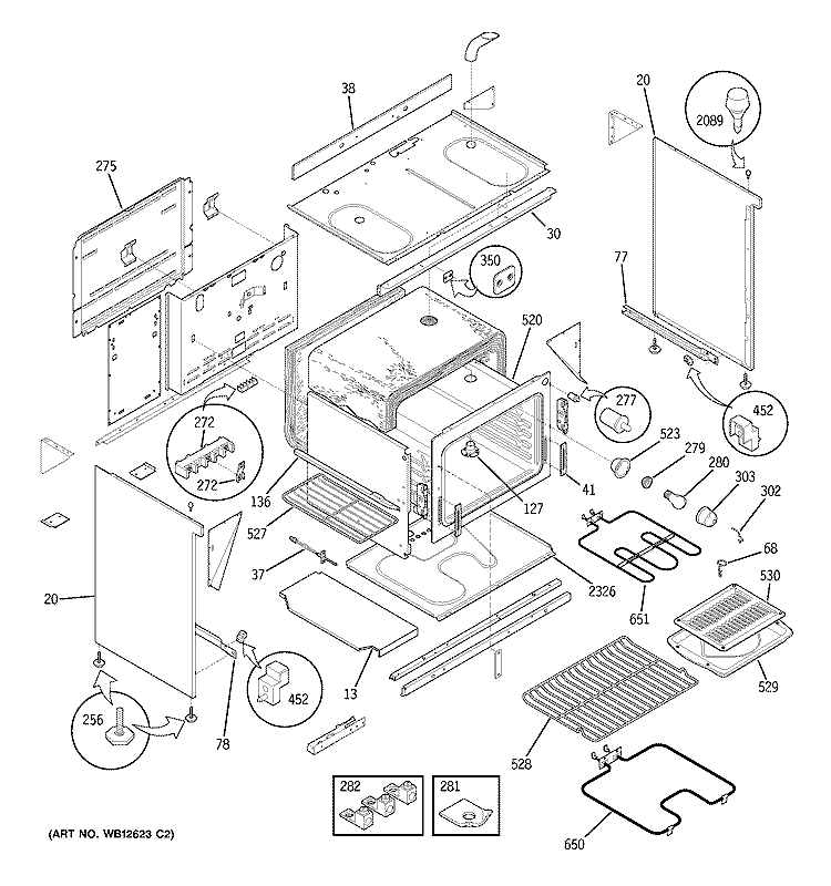 BODY PARTS Diagram and Parts List for JCS57F2WW  General Electric Range