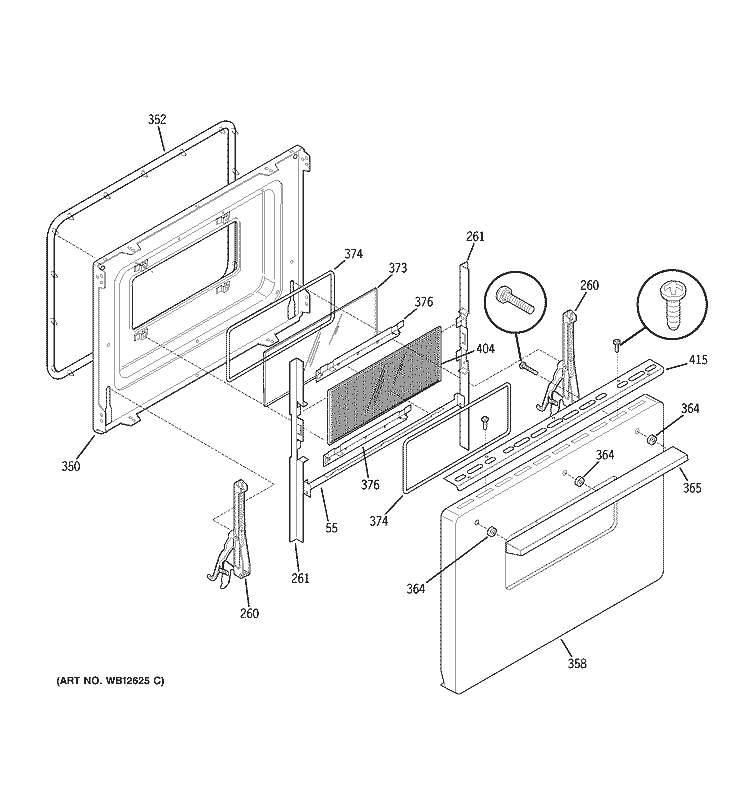 DOOR Diagram and Parts List for JCS57F2WW  General Electric Range