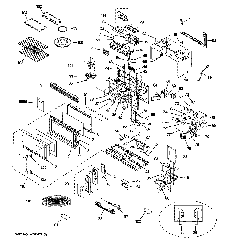 MICROWAVE Diagram and Parts List for JVM1850SH02  General Electric Microwave