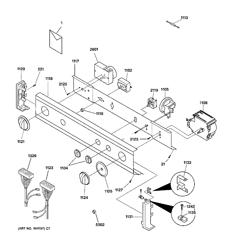CONTROL PANEL Diagram and Parts List for WSM2780DBWWW  General Electric Washer Dryer Combo