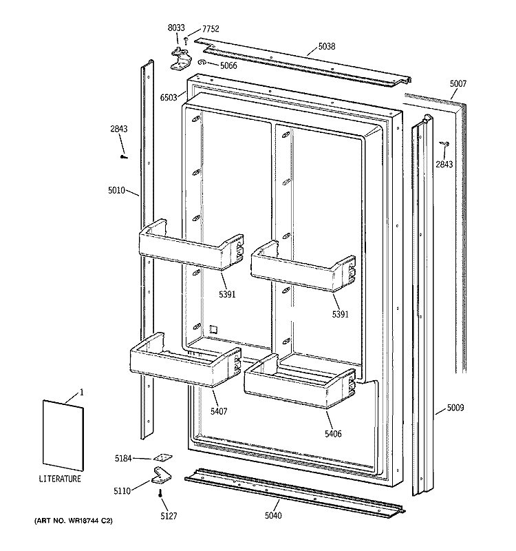 FREEZER DOOR Diagram and Parts List for ZIF36NDARH  General Electric Freezer