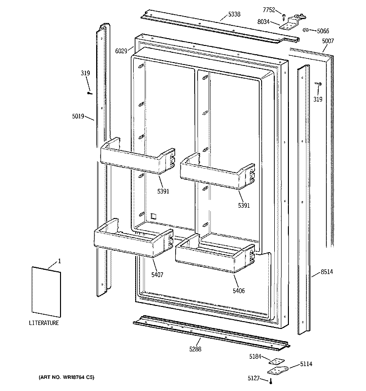 FREEZER DOOR Diagram and Parts List for ZIF36NMALH  General Electric Freezer