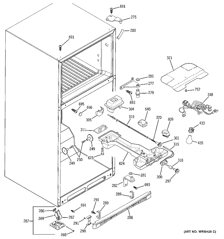 FRESH FOOD SECTION Diagram and Parts List for ETL18XBPBRBS  General Electric Refrigerator