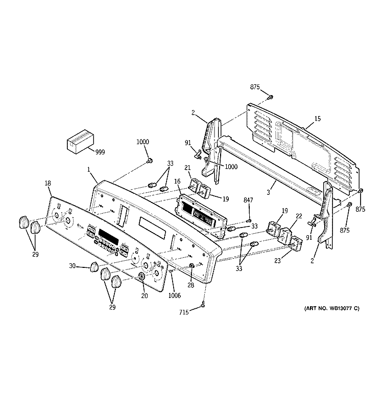 CONTROL PANEL Diagram and Parts List for JB905KH1CC  General Electric Range