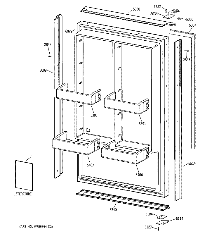 FREEZER DOOR Diagram and Parts List for ZIF36NDALH  General Electric Freezer