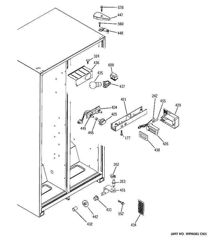 FRESH FOOD SECTION Diagram and Parts List for HST20DBPHWH  Hotpoint Refrigerator