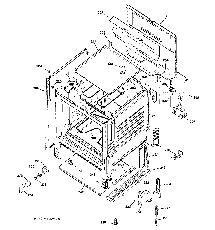 BODY PARTS Diagram and Parts List for RB540SH1SA  Hotpoint Range