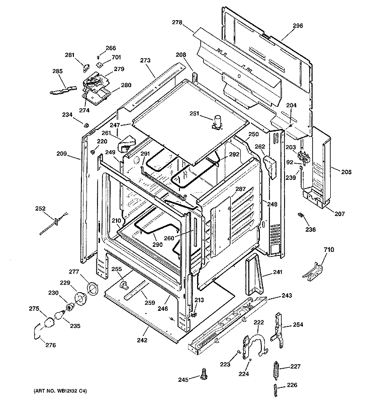 BODY PARTS Diagram and Parts List for RB757EH1BB  Hotpoint Range