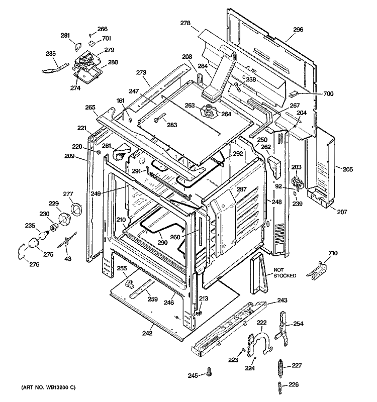 BODY PARTS Diagram and Parts List for RB790SH1SA  Hotpoint Range