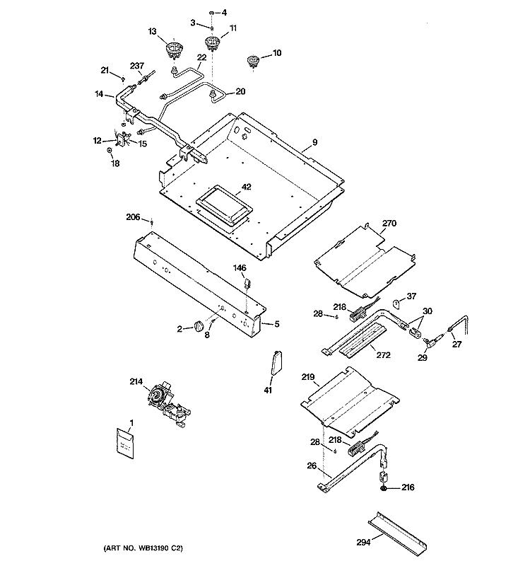 GAS & BURNER PARTS Diagram and Parts List for RGB790SEH1SA  Hotpoint Range