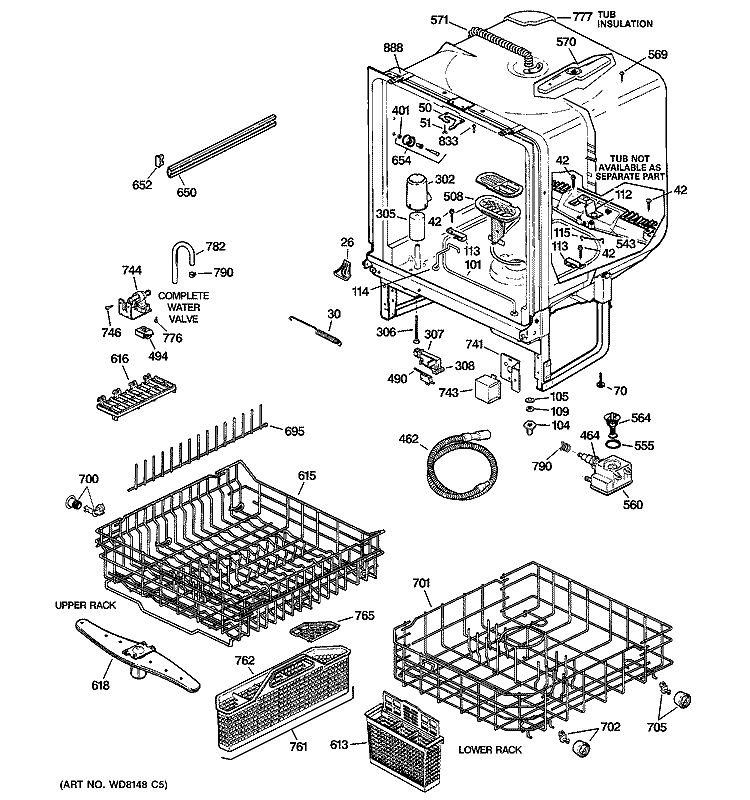 BODY PARTS Diagram and Parts List for EDW3000G03CC  General Electric Dishwasher