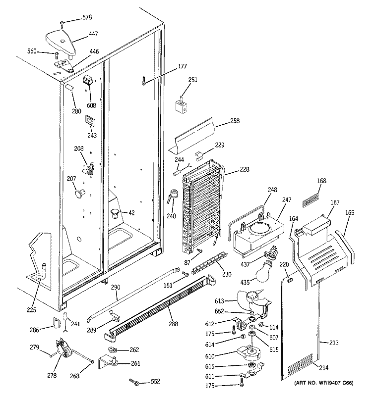 FREEZER SECTION Diagram and Parts List for GSG20IBPHFBB  General Electric Refrigerator