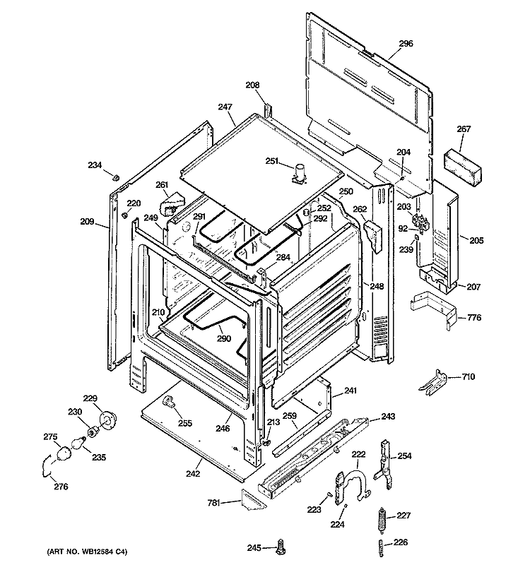 BODY PARTS Diagram and Parts List for JBS15H1BB  General Electric Range