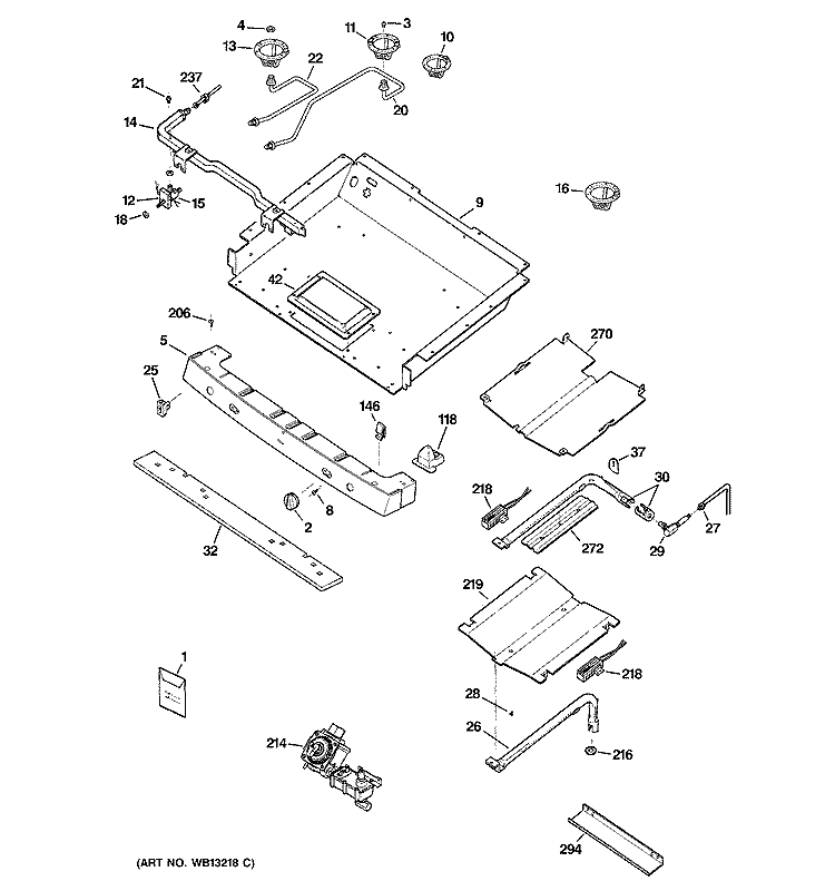 GAS & BURNER PARTS Diagram and Parts List for JGB900SEF3SS  General Electric Range