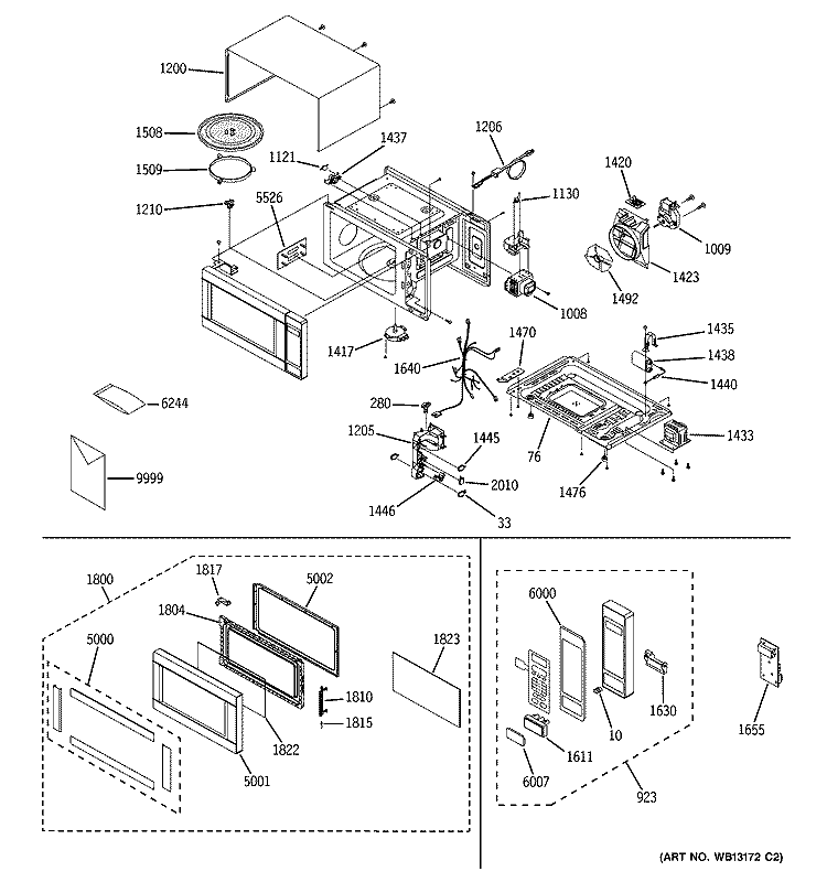 MICROWAVE Diagram and Parts List for JES1142SJ01  General Electric Microwave