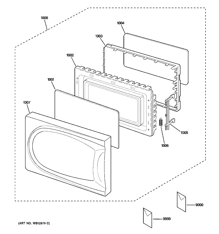 DOOR PARTS Diagram and Parts List for JES1656WH02  General Electric Microwave