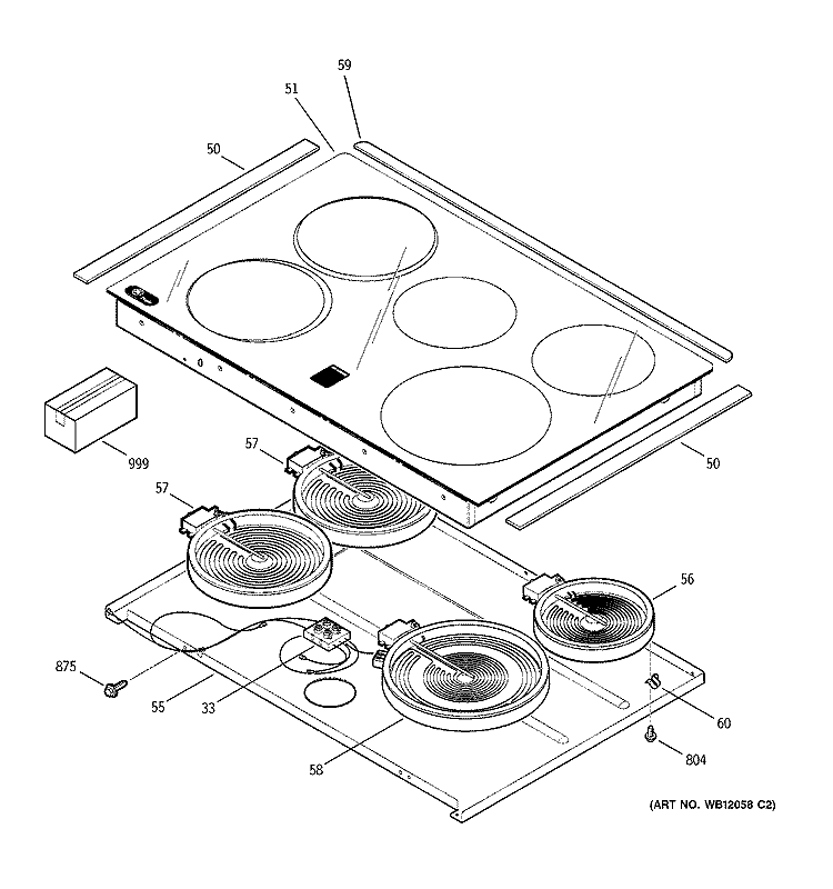 COOKTOP Diagram and Parts List for JCSP47BF4BB  General Electric Range