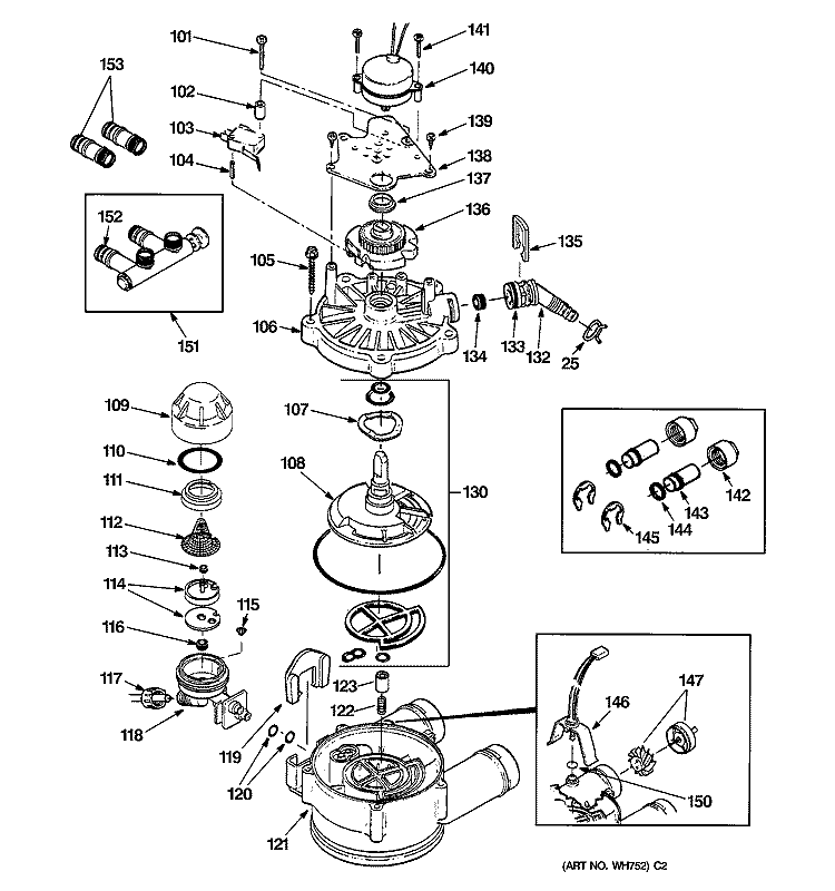 PUMP Diagram and Parts List for GNSF35Z03  General Electric Water Softener