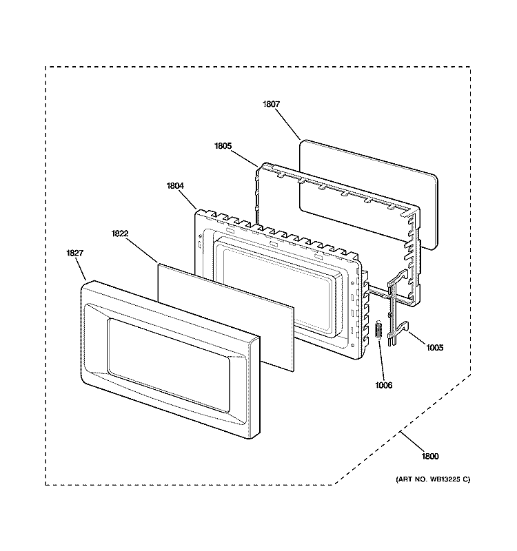 DOOR PARTS Diagram and Parts List for JE1860SH02  General Electric Microwave