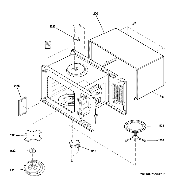 OVEN CAVITY Diagram and Parts List for JE1860SH02  General Electric Microwave