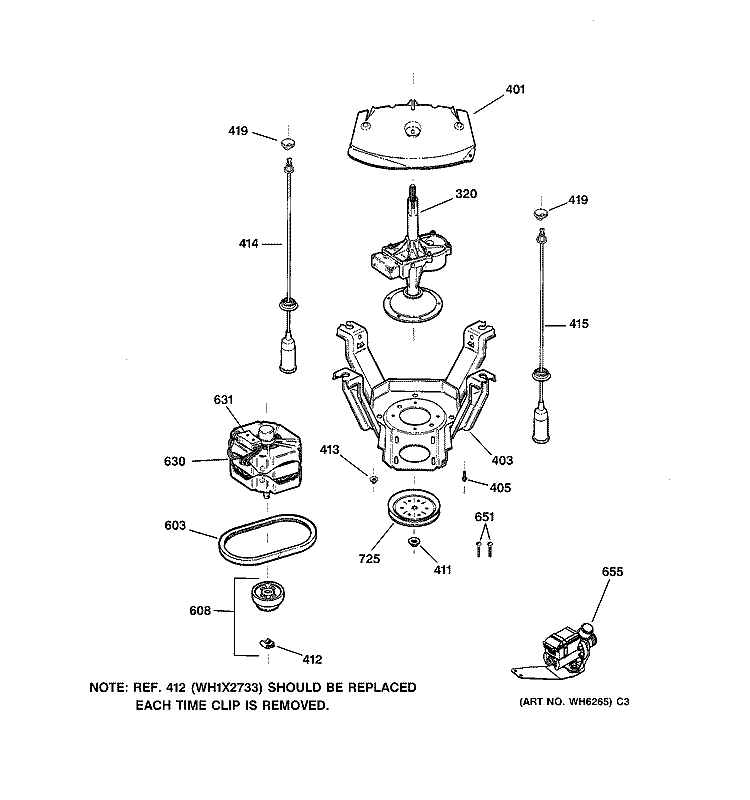 SUSPENSION, PUMP & DRIVE COMPONENTS Diagram and Parts List for VBXR1090D7WW  Hotpoint Washer