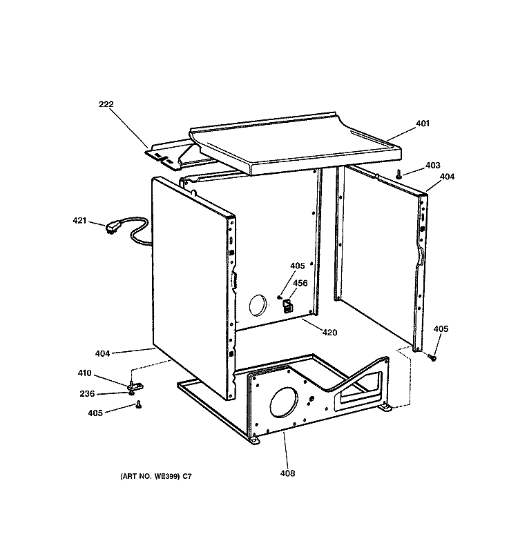 CABINET Diagram and Parts List for DPSB613GD1WW  General Electric Dryer