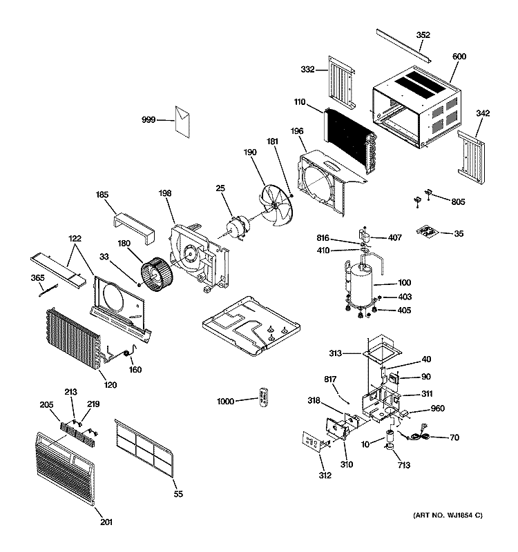 ROOM AIR CONDITIONER Diagram and Parts List for ASH08FDS1  General Electric Air Conditioner