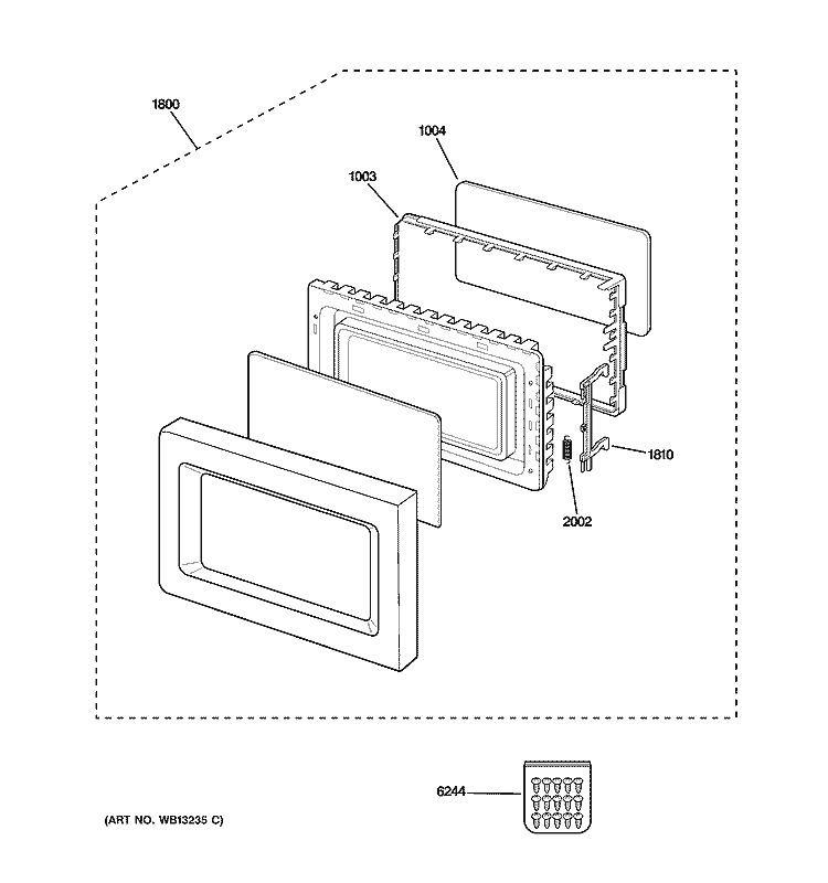 DOOR PARTS Diagram and Parts List for JES1651SJ01  General Electric Microwave