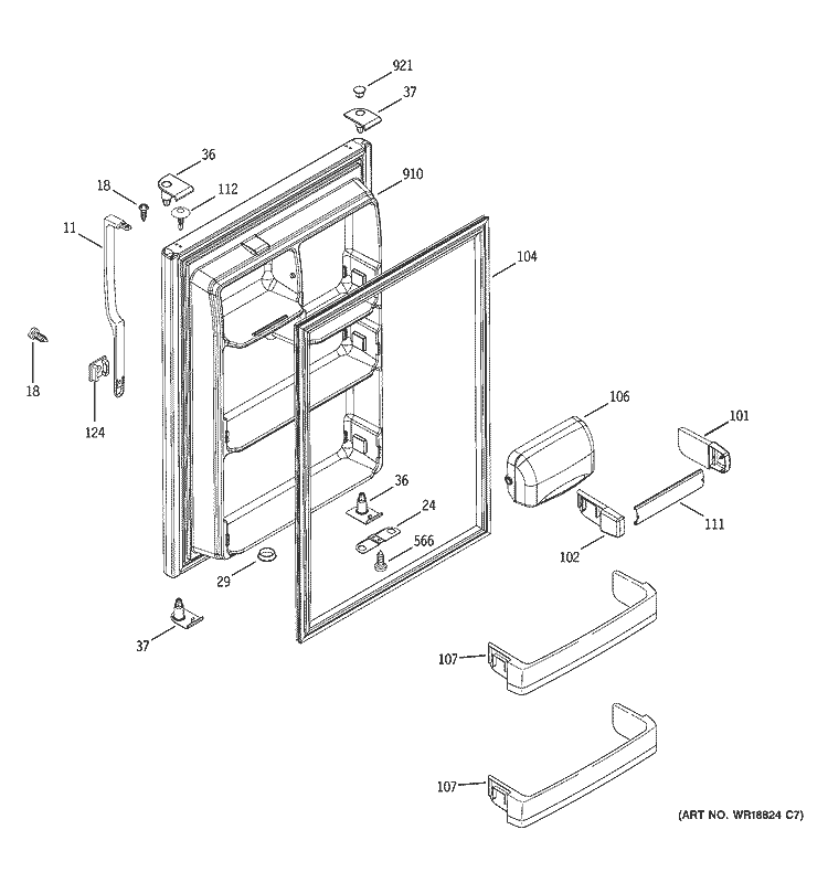 FRESH FOOD DOOR Diagram and Parts List for HTM18IBPERSA  Hotpoint Refrigerator