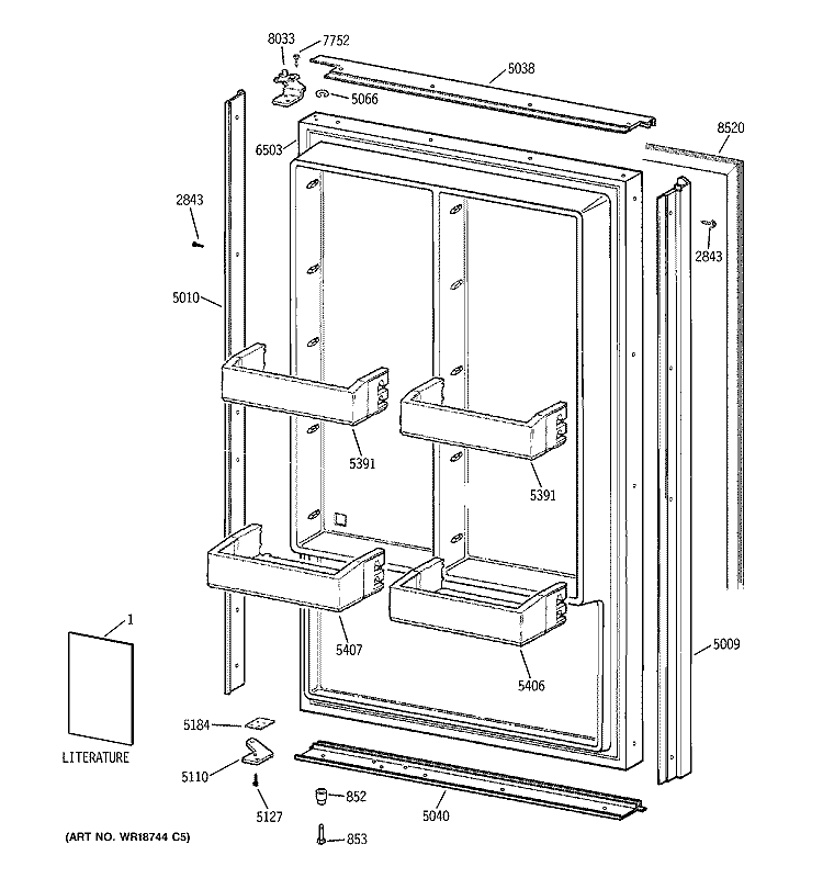 FREEZER DOOR Diagram and Parts List for ZIF36NMBRH  General Electric Freezer