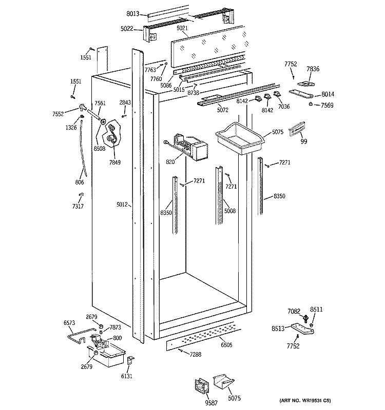 CABINET PARTS 2 Diagram and Parts List for ZIF36NMBRH  General Electric Freezer