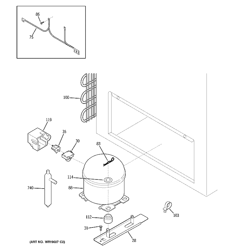 UNIT PARTS Diagram and Parts List for FCM15SPBWH  General Electric Freezer
