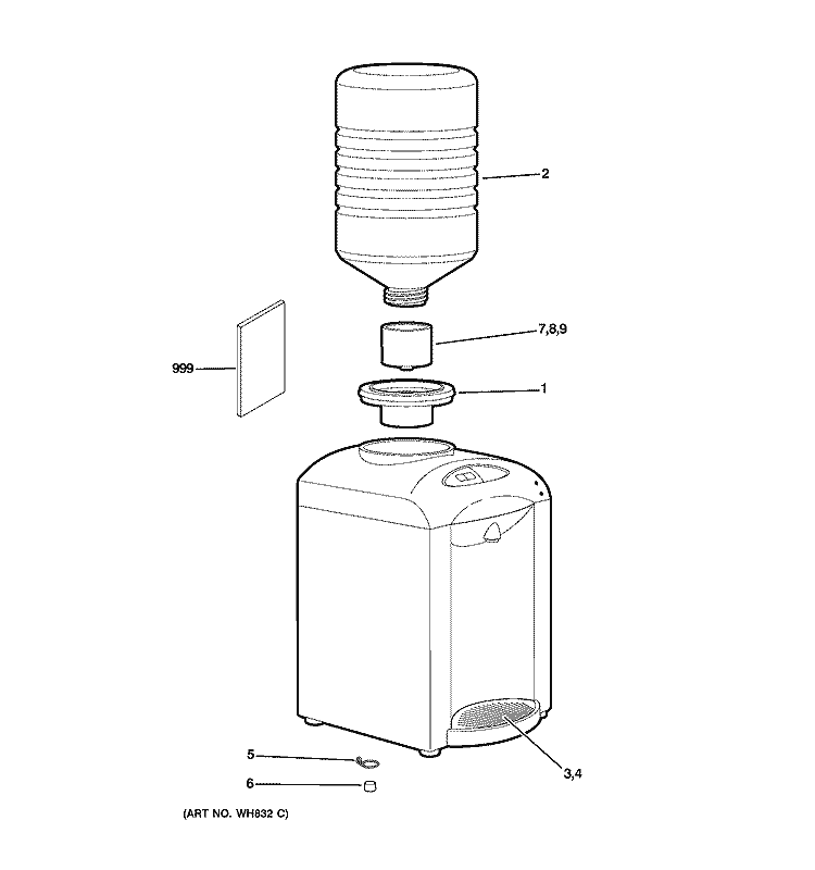 HOT WATER DISPENSER Diagram and Parts List for GXCM55GBU00  General Electric Water Filter System