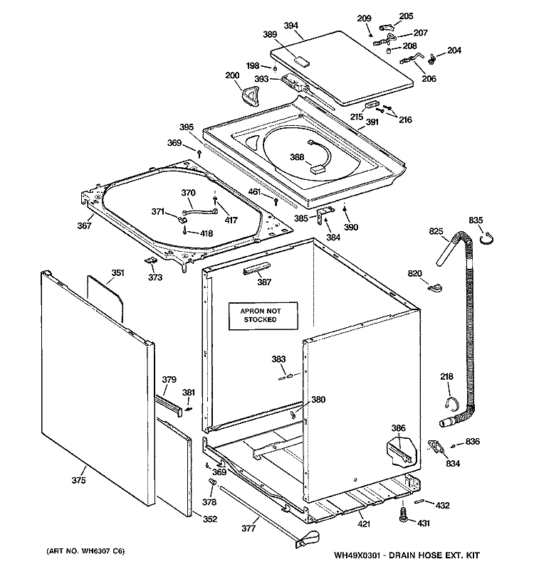 CABINET, COVER & FRONT PANEL Diagram and Parts List for WPRB9220C1CC  General Electric Washer