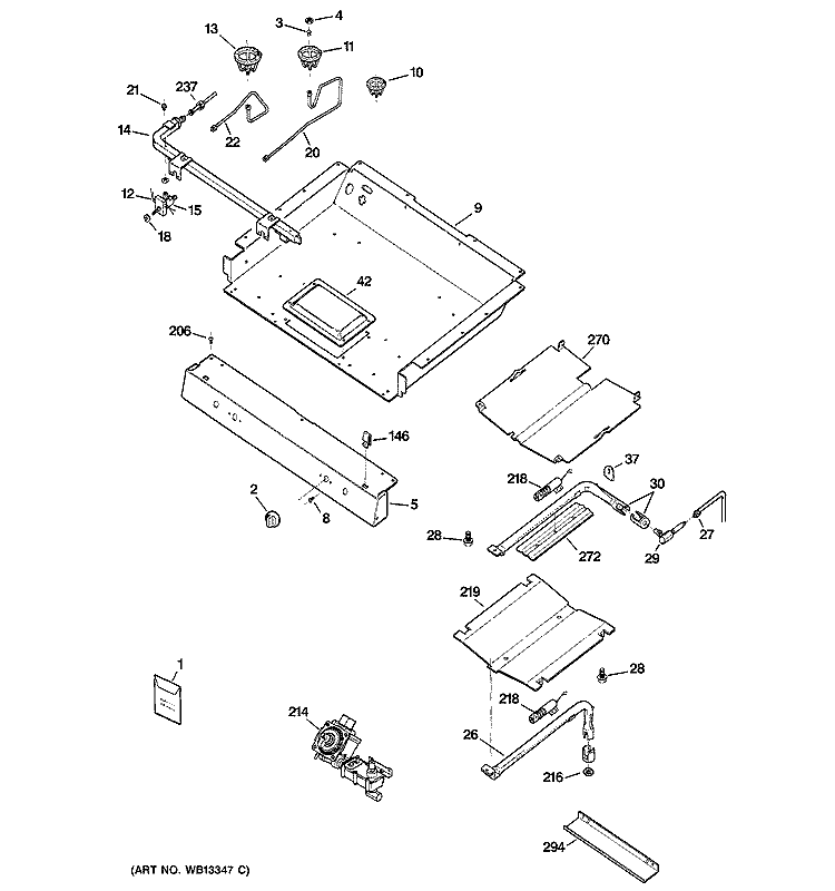 GAS & BURNER PARTS Diagram and Parts List for JGBP31WEH3WW  General Electric Range