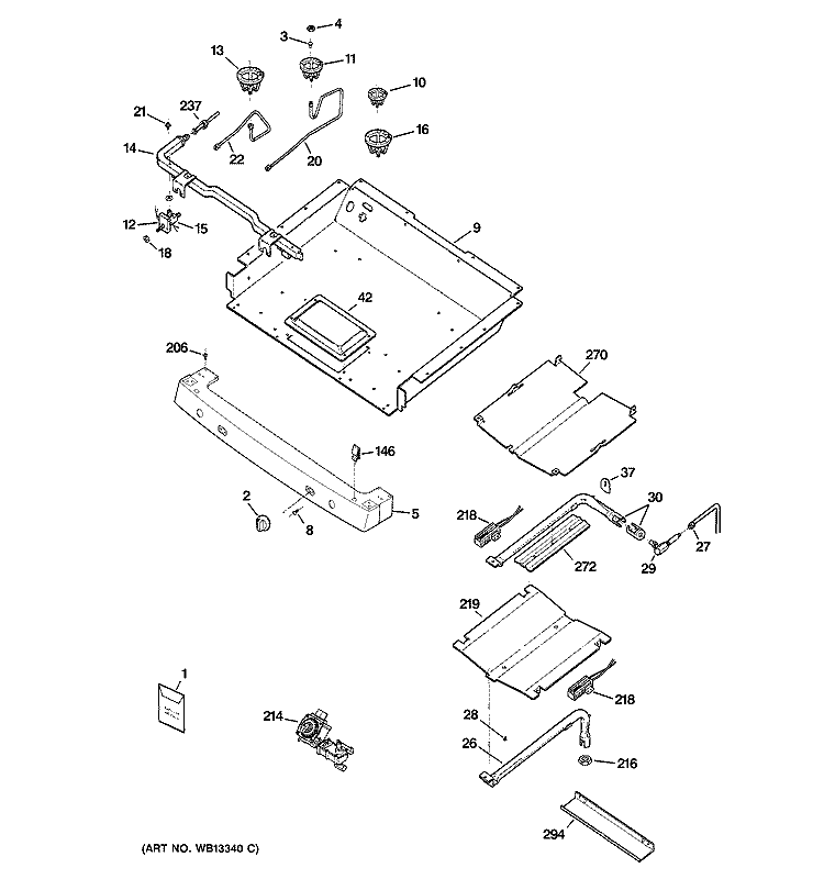 GAS & BURNER PARTS Diagram and Parts List for JGBP83WEJ1WW  General Electric Range