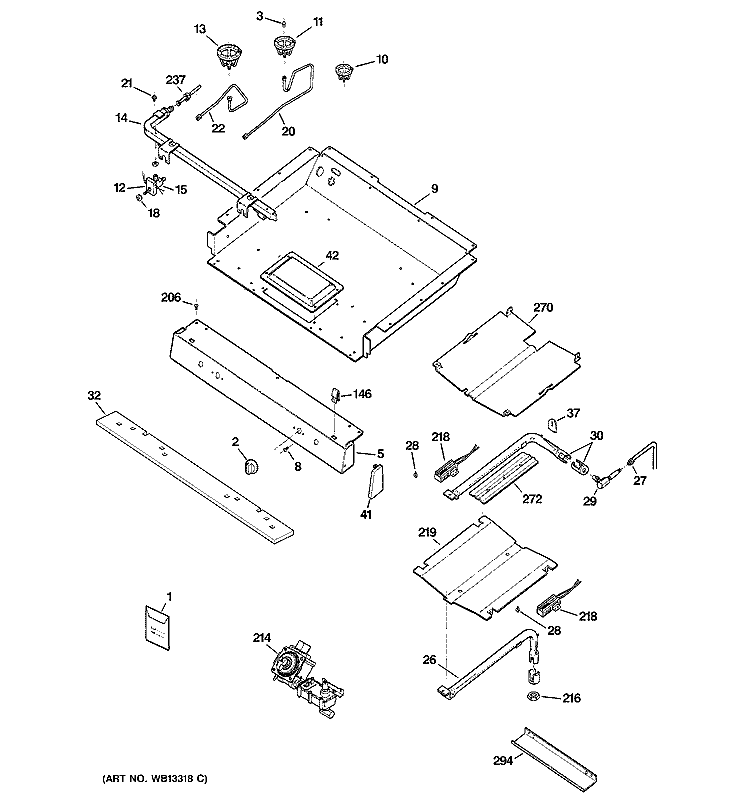 GAS & BURNER PARTS Diagram and Parts List for EGR3001EH2SS  General Electric Range