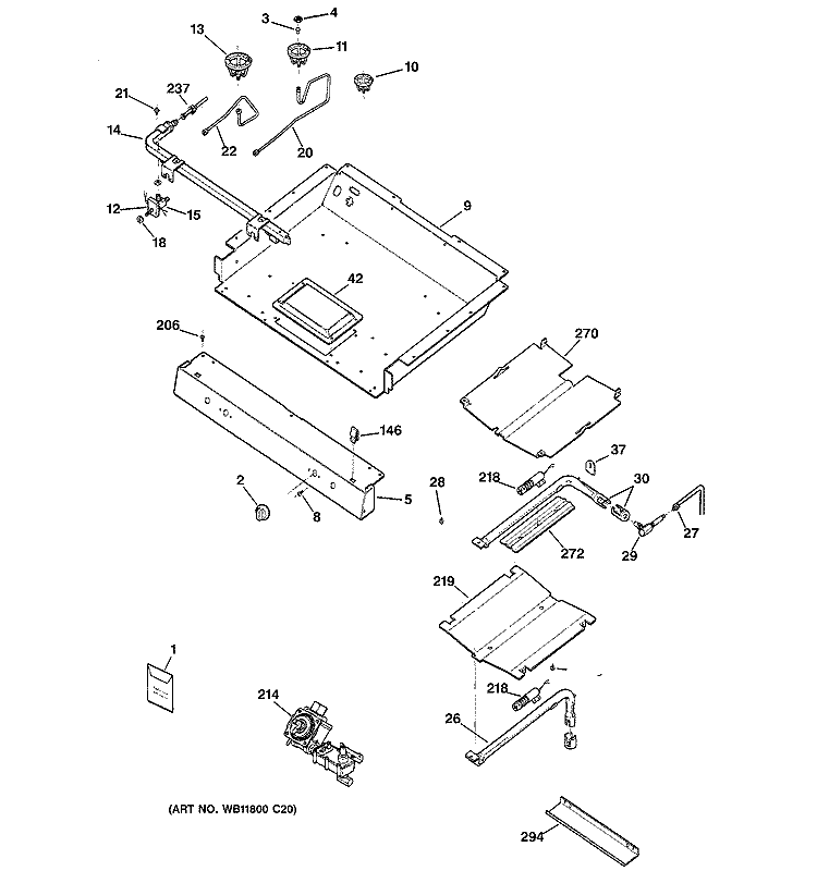 GAS & BURNER PARTS Diagram and Parts List for JGBP32CEJ1CC  General Electric Range