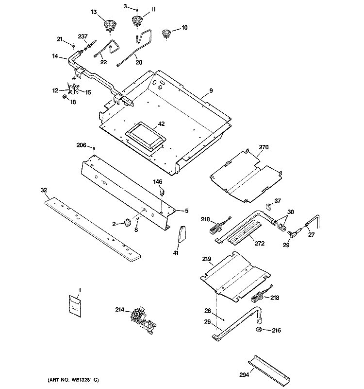 GAS & BURNER PARTS Diagram and Parts List for JGBP85SEH2SS  General Electric Range