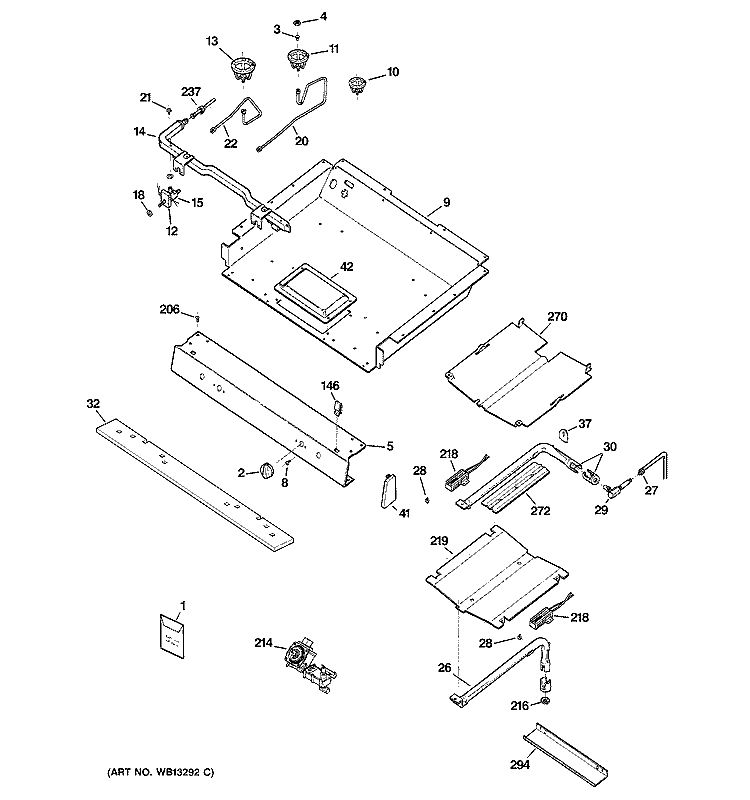 GAS & BURNER PARTS Diagram and Parts List for JGBP90MEH2BC  General Electric Range