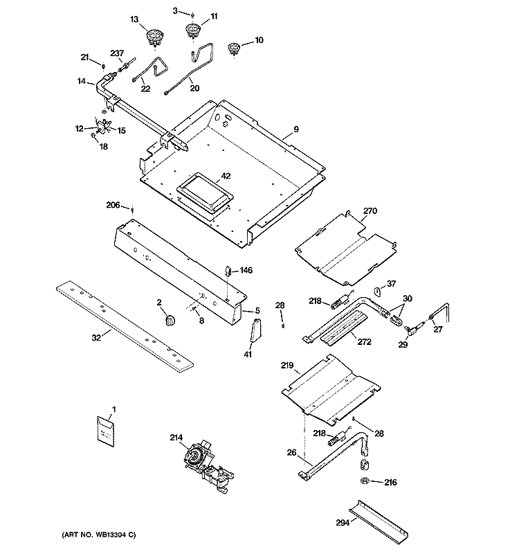 GAS & BURNER PARTS Diagram and Parts List for JGBP33SEH2SS  General Electric Range