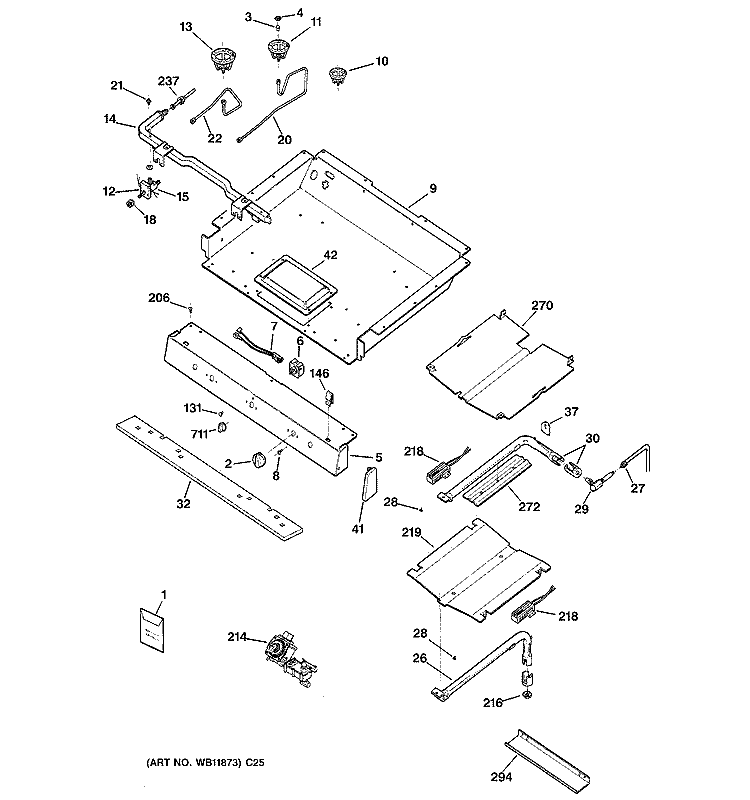 GAS & BURNER PARTS Diagram and Parts List for JGBP99SEH2SS  General Electric Range