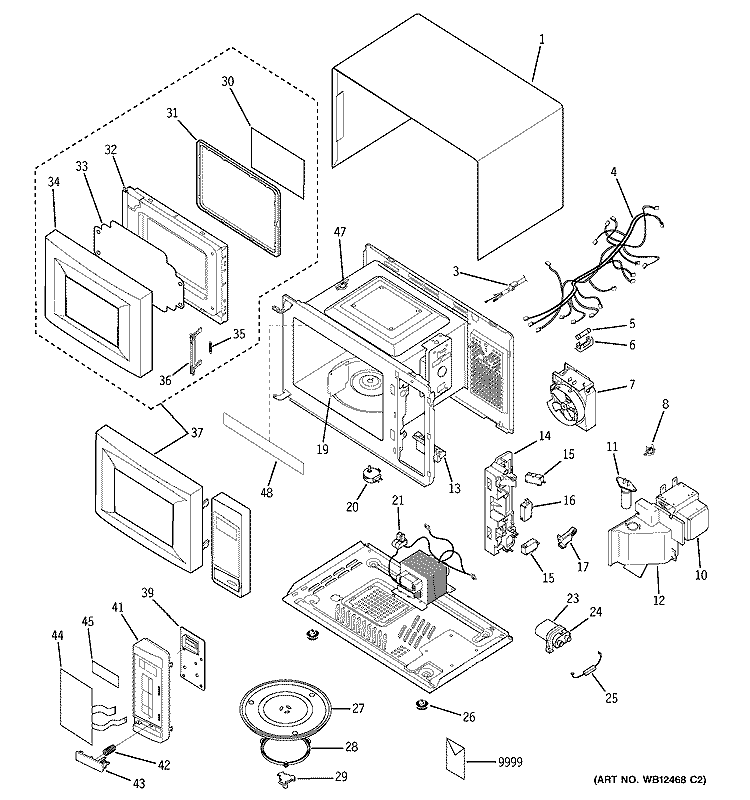 MICROWAVE Diagram and Parts List for JES1034WF02  General Electric Microwave