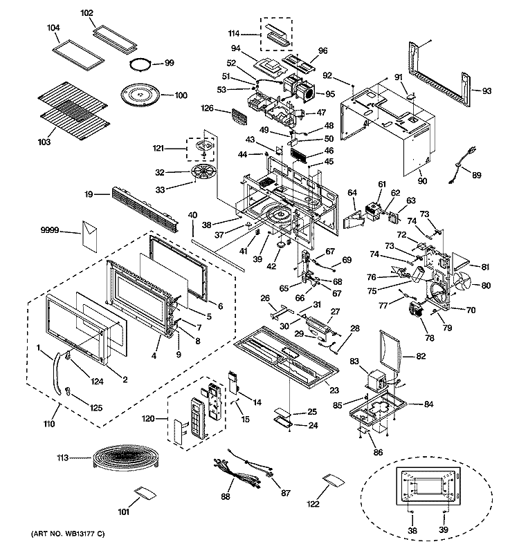 MICROWAVE Diagram and Parts List for HDM1853SJ02  General Electric Microwave