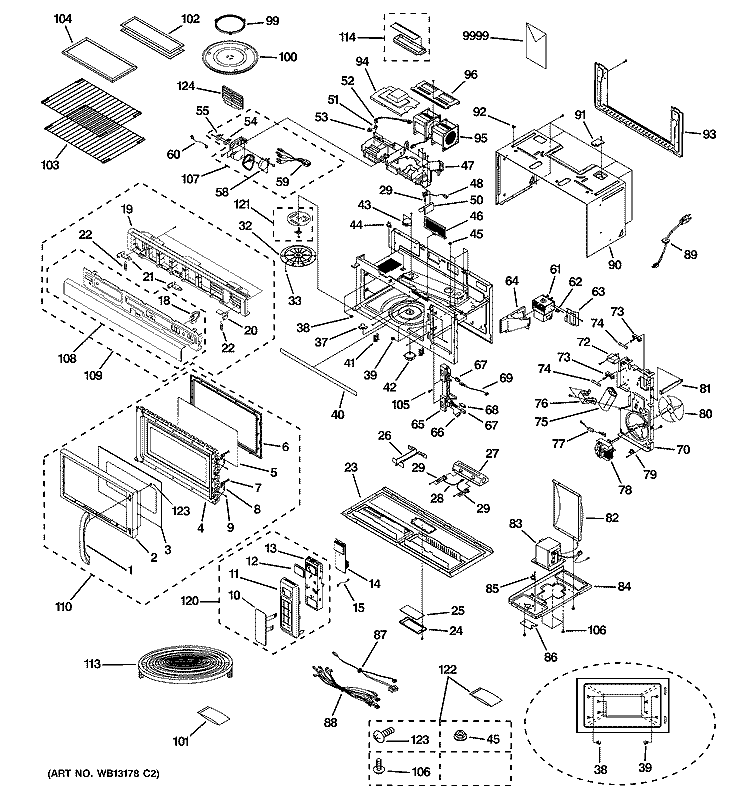 MICROWAVE Diagram and Parts List for JVM1860WF02  General Electric Microwave