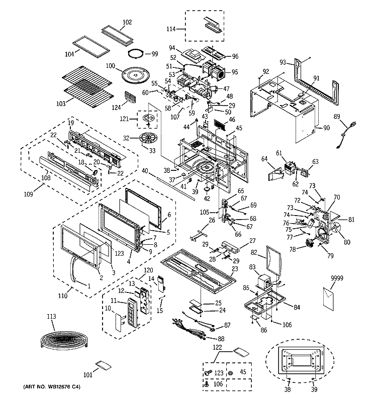MICROWAVE Diagram and Parts List for JVM1870WF02  General Electric Microwave