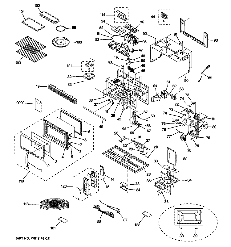 MICROWAVE Diagram and Parts List for HDM1853BJ01  General Electric Microwave