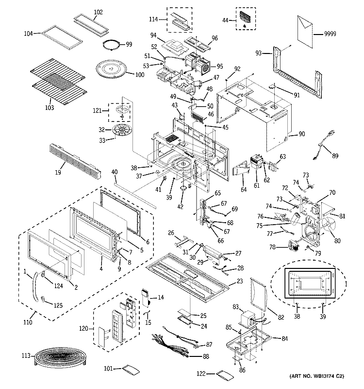 MICROWAVE Diagram and Parts List for JVM1850SH01  General Electric Microwave