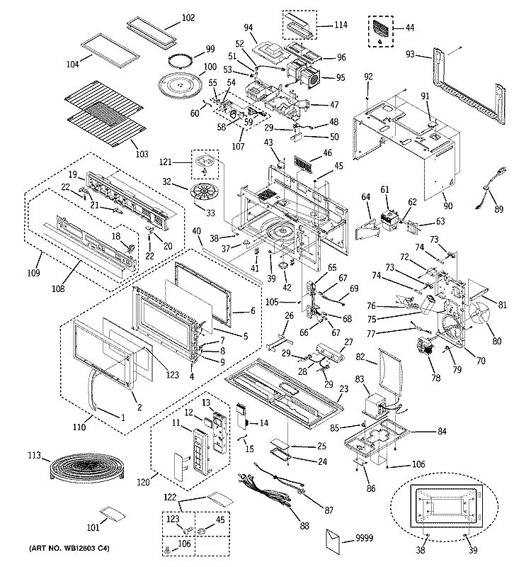 MICROWAVE Diagram and Parts List for JVM1860SF001  General Electric Microwave
