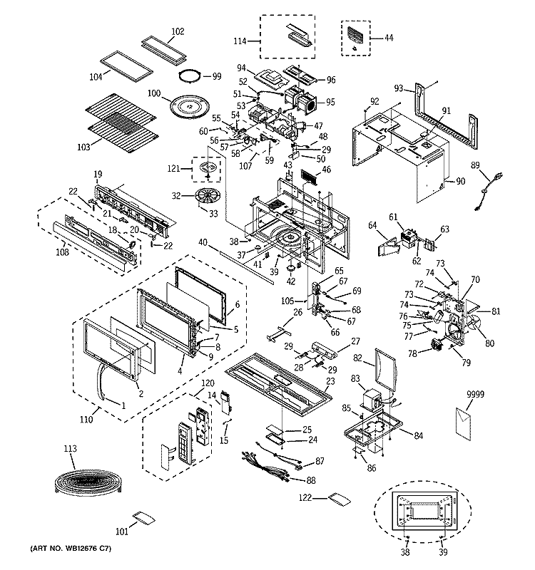 MICROWAVE Diagram and Parts List for JVM1871SH001  General Electric Microwave